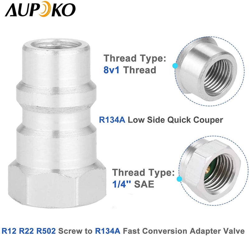 Aupoko R1234YF to R134A Low Side Quick Coupler, R1234YF Low Side Quick Coupler, R12 to R134A Hose Adapter Fitting Connector for Car Air-Conditioning AC Charging - Image 4